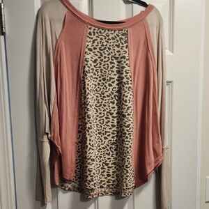 Stylish Leopard Print Colorblock Blouse